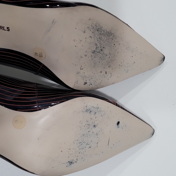 BCBGirls Black & Red Striped Patent Leather Stilettos- Like New - Picture 15 of 15